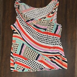 Lane Bryant Multicolor Striped and Polka Dot Tank Top